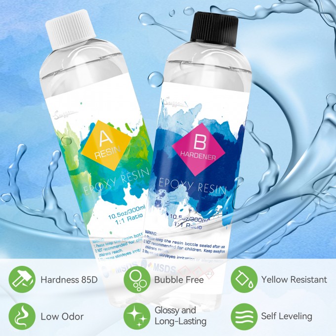 Epoxy Resin kit 600ml/21OZ Crystal Clear Epoxy Resin,Easy Mix 1:1 Ratio Epoxy and Hardener, No Bubble & Yellowing,UV & Heat Resistan for Jewelry Making, Art, Craft Decoration Resin
