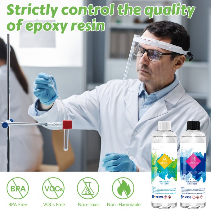 Epoxy Resin kit 600ml/21OZ Crystal Clear Epoxy Resin,Easy Mix 1:1 Ratio Epoxy and Hardener, No Bubble & Yellowing,UV & Heat Resistan for Jewelry Making, Art, Craft Decoration Resin