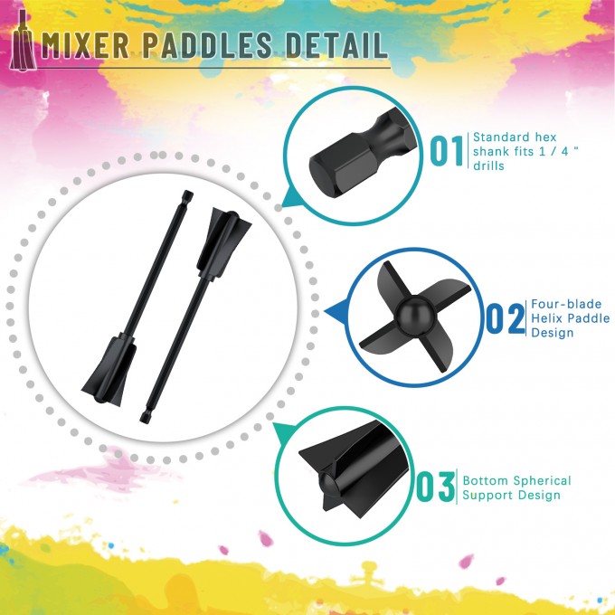 Resin Mixer Paddles, 6 pcs Plastic Epoxy Mixer for Drill Paint Stirrer for Drill, Reusable Multipurpose for Resin Mixing, Paint Mixing