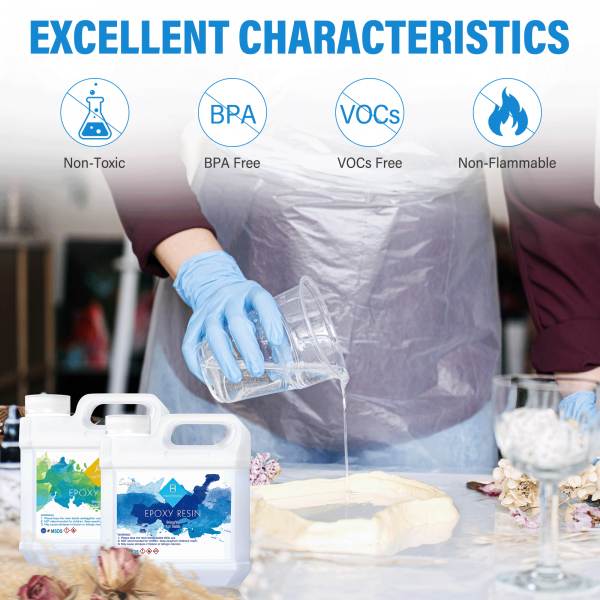 Epoxy Resin - 68oz Crystal Clear Epoxy Resin Kit, High Gloss & UV Resistant, Bubble Free & Anti-Yellowing for Art Crafts, Jewelry Making, Casting Coating