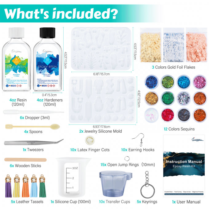 8OZ Epoxy Resin Jewelry Making Kit - No Yellowing, No Bubbles, Easy Mix 1:1, Crystal Clear Resin Kit with Silicone Mold & Resin Supplies for DIY Craft Jewelry