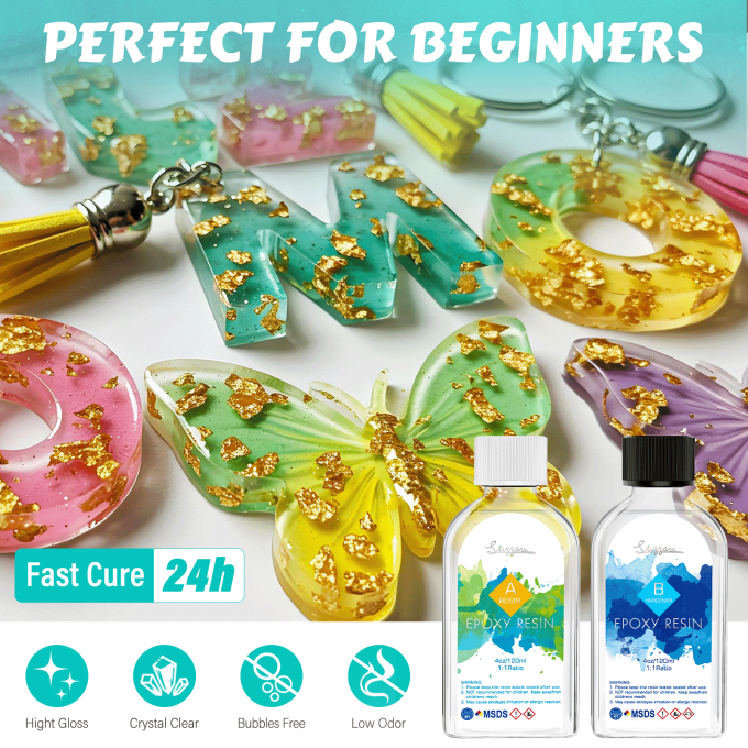 8OZ Epoxy Resin Jewelry Making Kit - No Yellowing, No Bubbles, Easy Mix 1:1, Crystal Clear Resin Kit with Silicone Mold & Resin Supplies for DIY Craft Jewelry