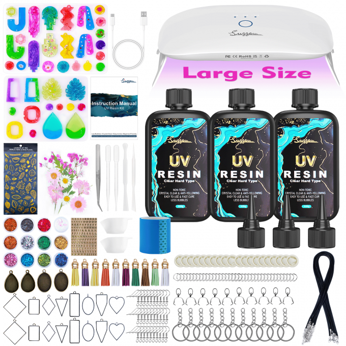 UV Resin Jewelry Making Kit, 300g Crystal Clear UV...