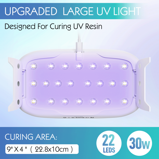 UV Resin Jewelry Making Kit, 300g Crystal Clear UV Resin Kit with Molds, 30w & 22 Lamp Beads UV Resin Light Large for Craft Making Earrings, Necklaces, Keychains