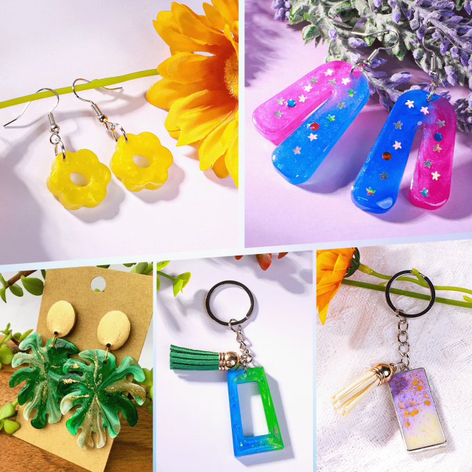 UV Resin Jewelry Making Kit, 300g Crystal Clear UV Resin Kit with Molds, 30w & 22 Lamp Beads UV Resin Light Large for Craft Making Earrings, Necklaces, Keychains